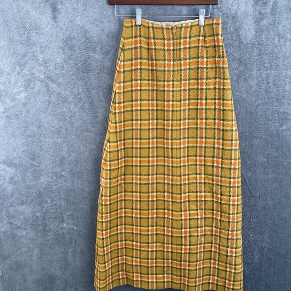 Vintage long plaid Dripsey Mills Ireland Wool maxi skirt preppy cottage 25w39L - Picture 4 of 6